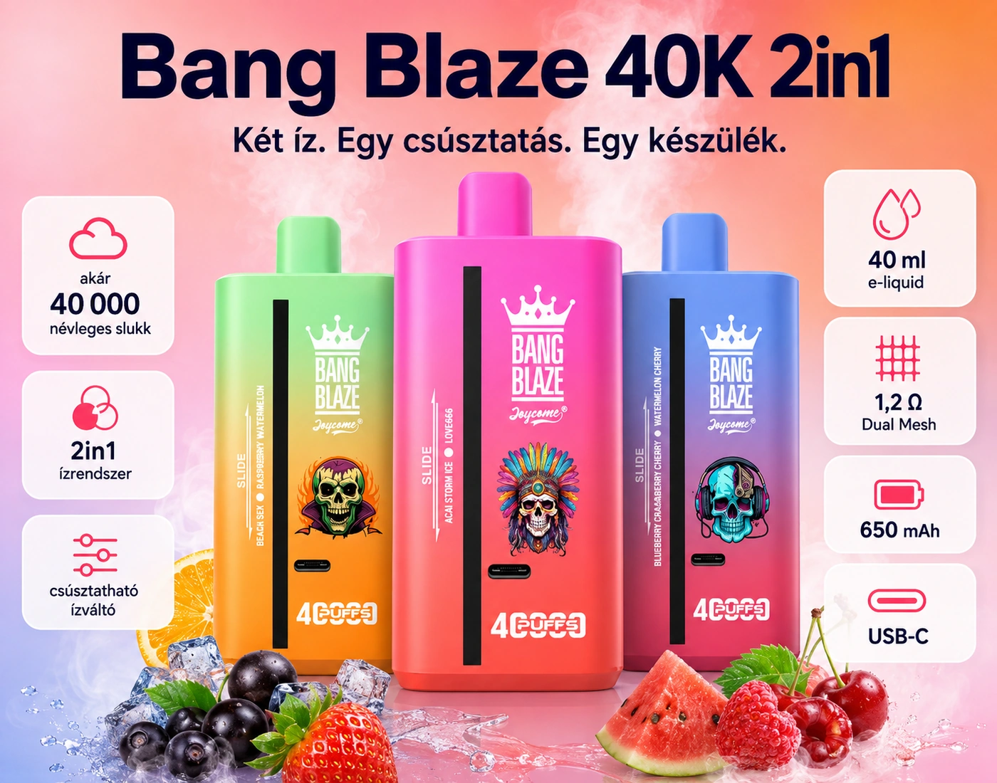 Bang Blaze 40K Puffs – fő termékjellemzők összefoglalása