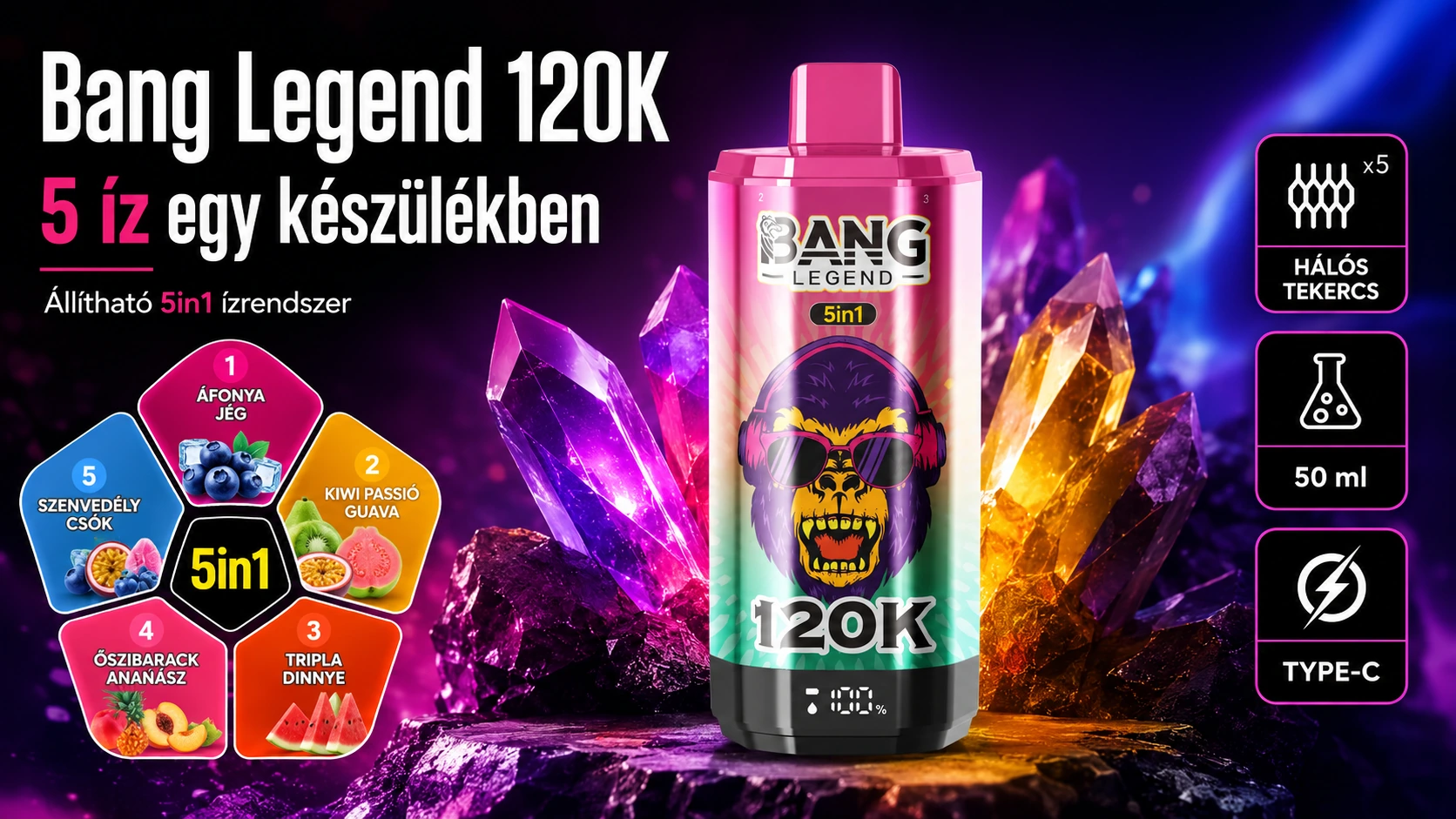 Bang Legend 120K fő termékbemutató / 5 az 1-ben ízrendszer