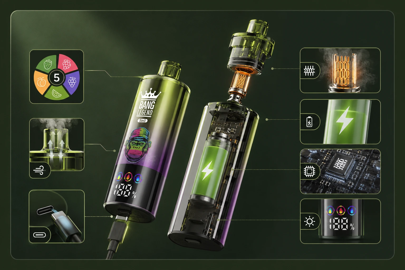 Vape technológia bemutatása Mesh Coil akkumulátor és Type-C töltés