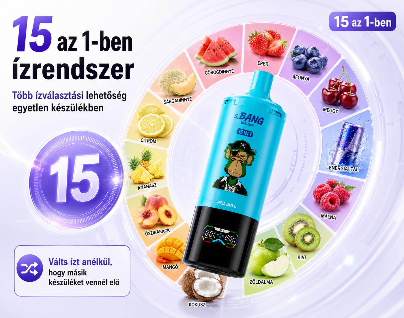 Bang Leader 450K 15in1 – ízválaszték és ízrendszer