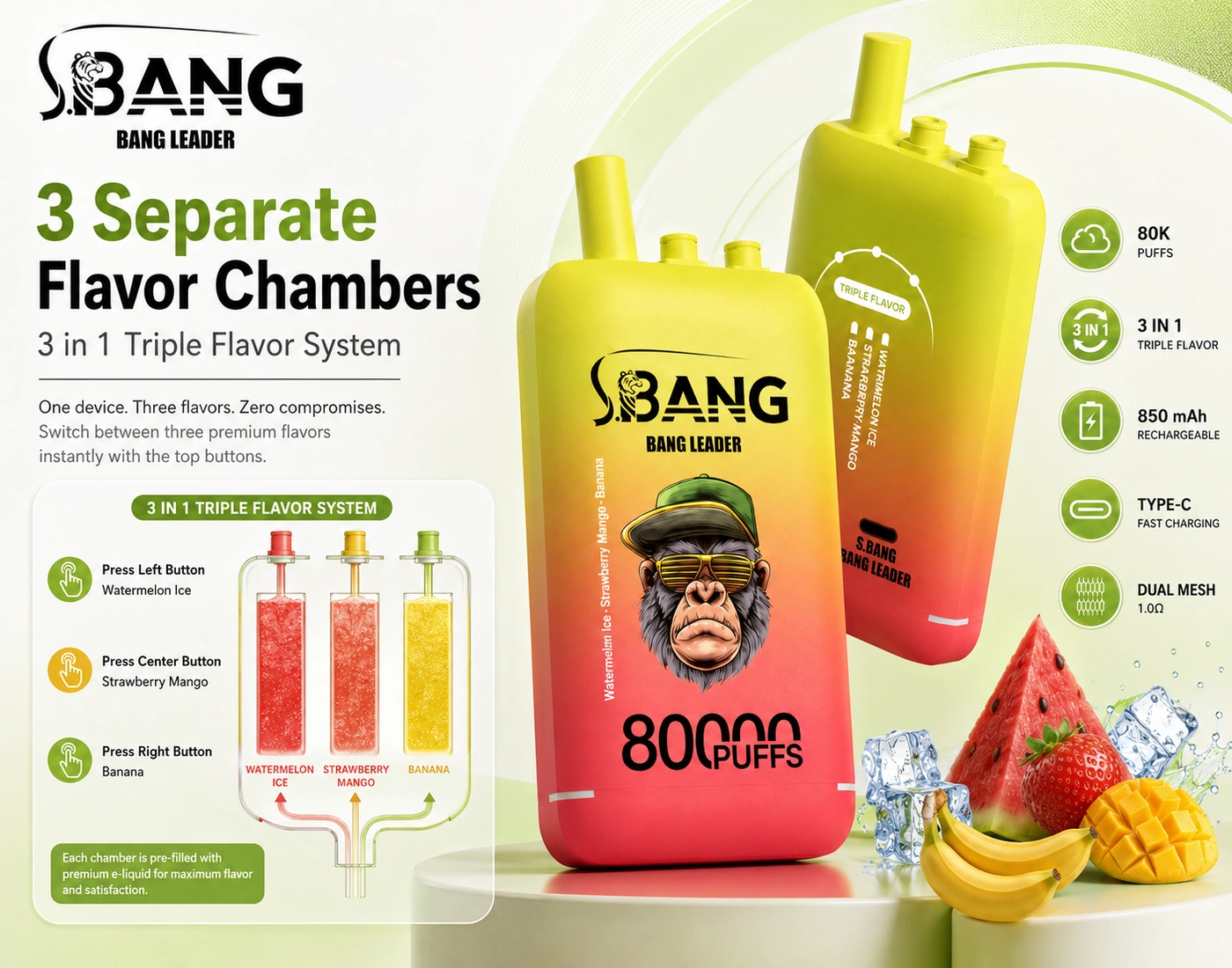 Bang Leader 80K 3in1 – három különálló ízkamra