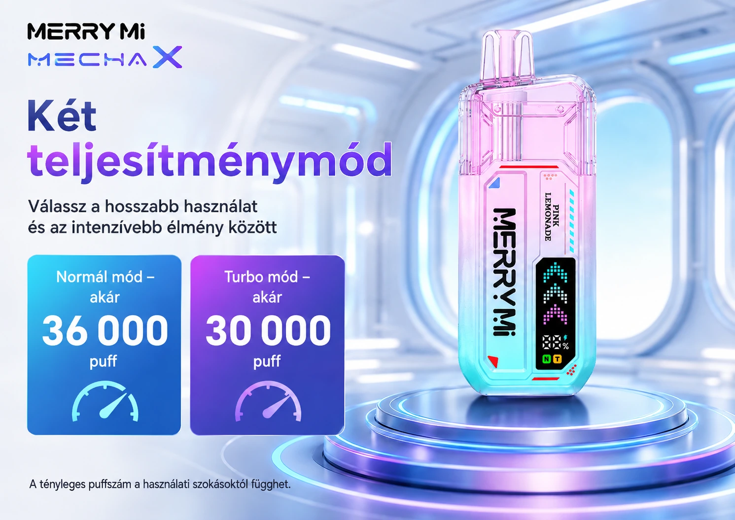 Merry Mi Mecha X 36000 Puffs – teljesítménymódok