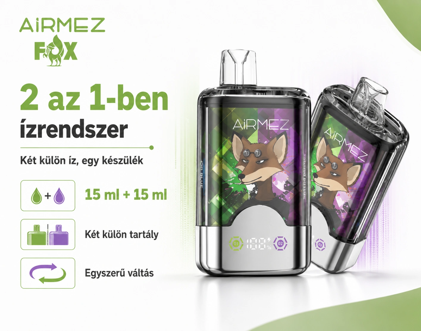 Airmez FOX 80K 2in1 – ízválaszték és ízrendszer