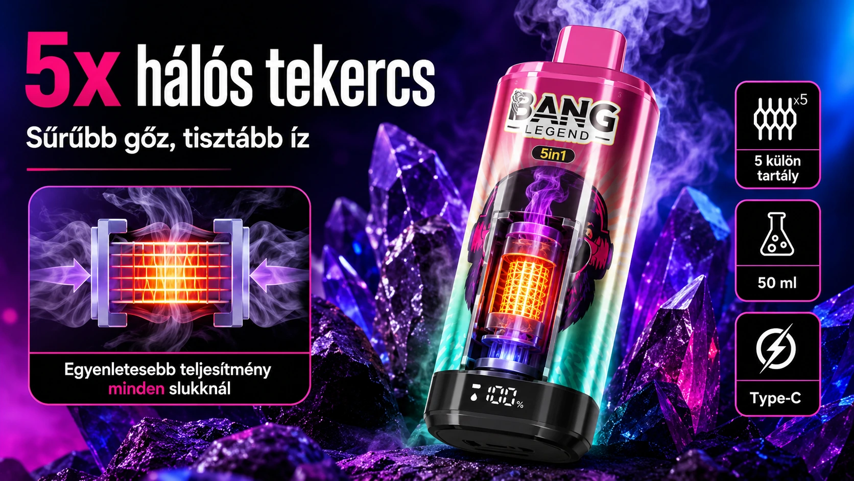 5 Mesh Coil technológia / gőzképzés