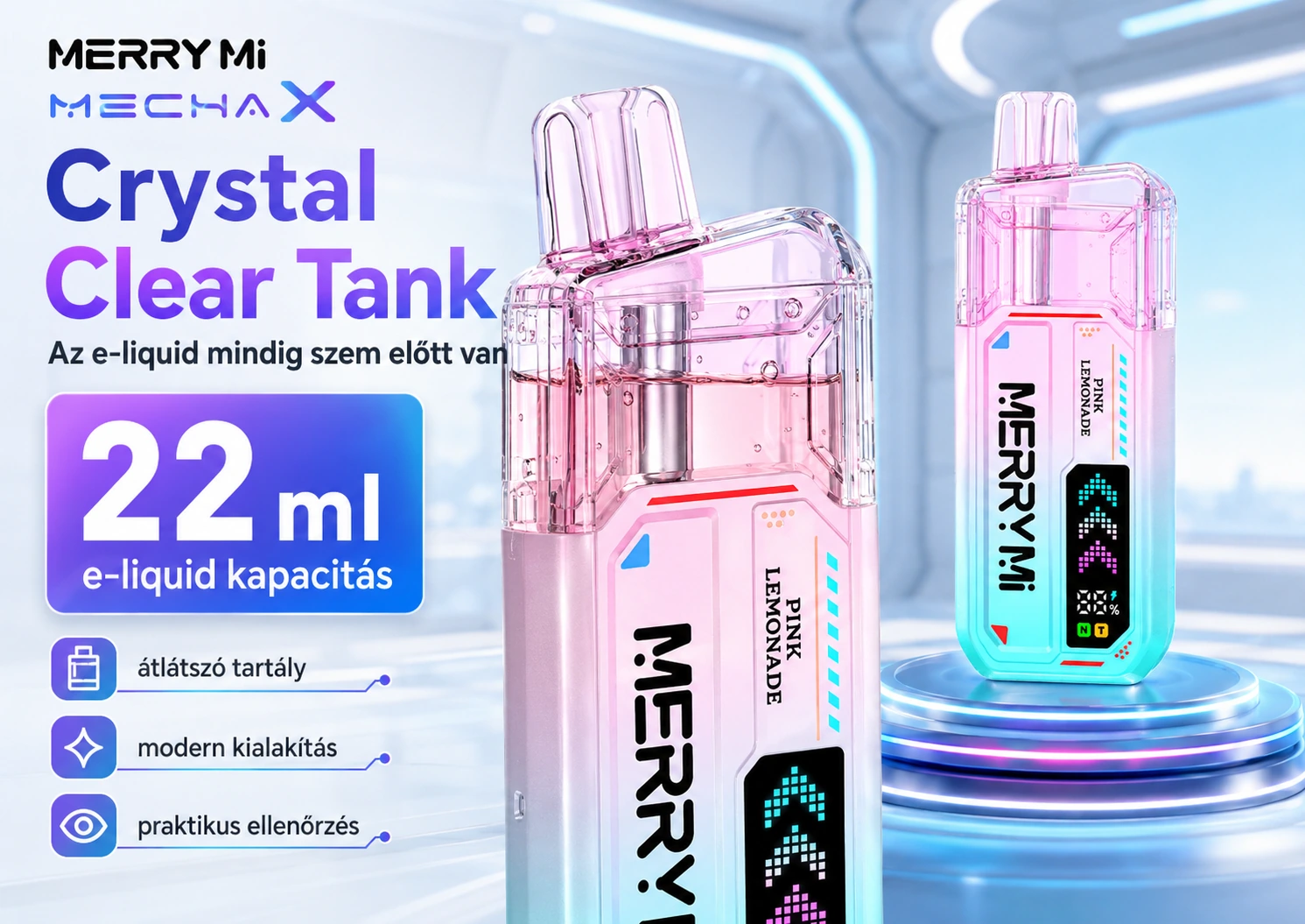 Merry Mi Mecha X 36000 Puffs – átlátszó e-liquid-tartály