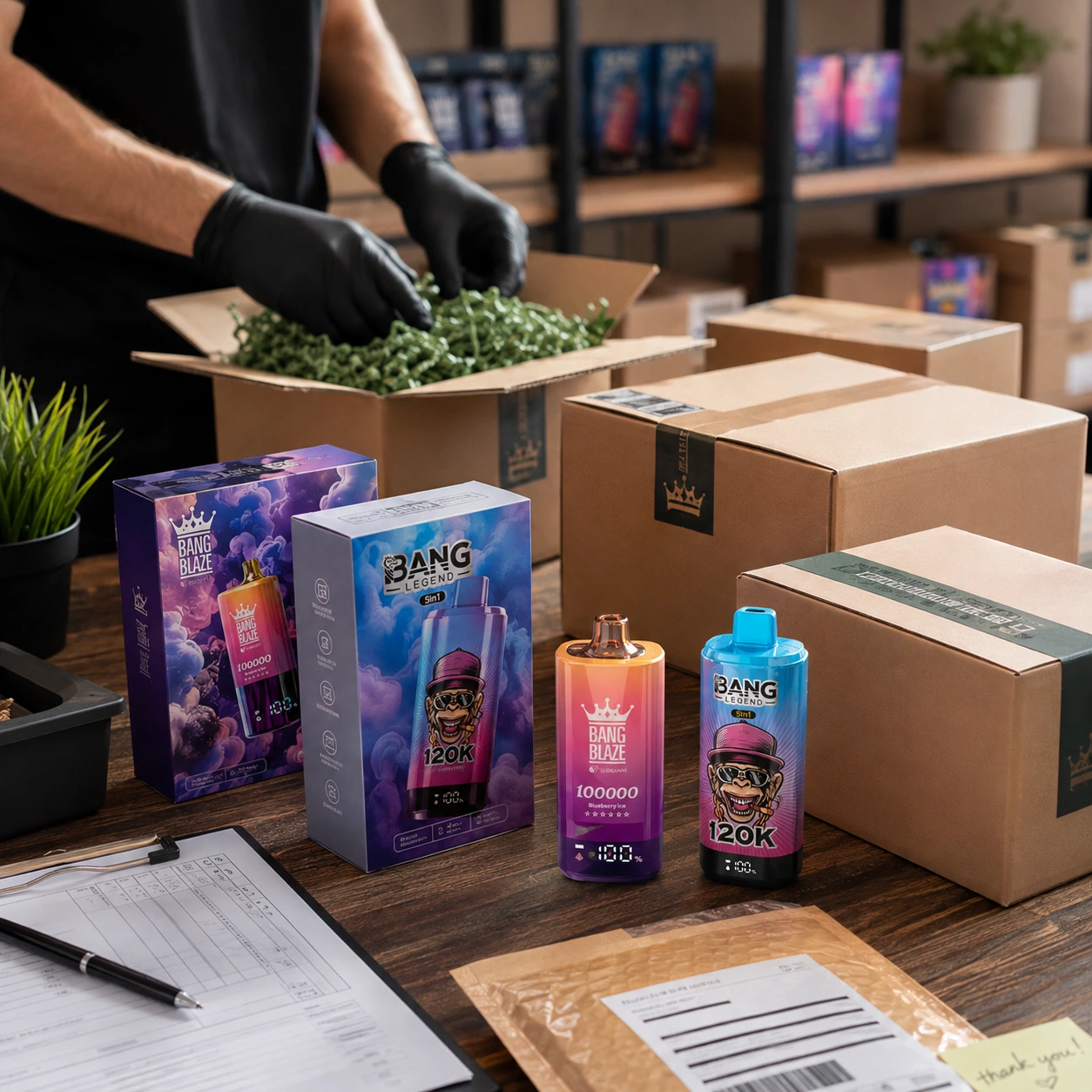 VapeProcure rendelés feldolgozás és csomagolás