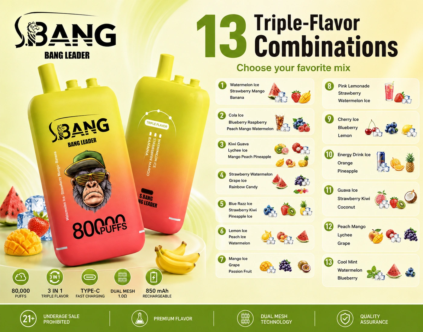 Bang Leader 80K 3in1 – 13 háromízes kombináció