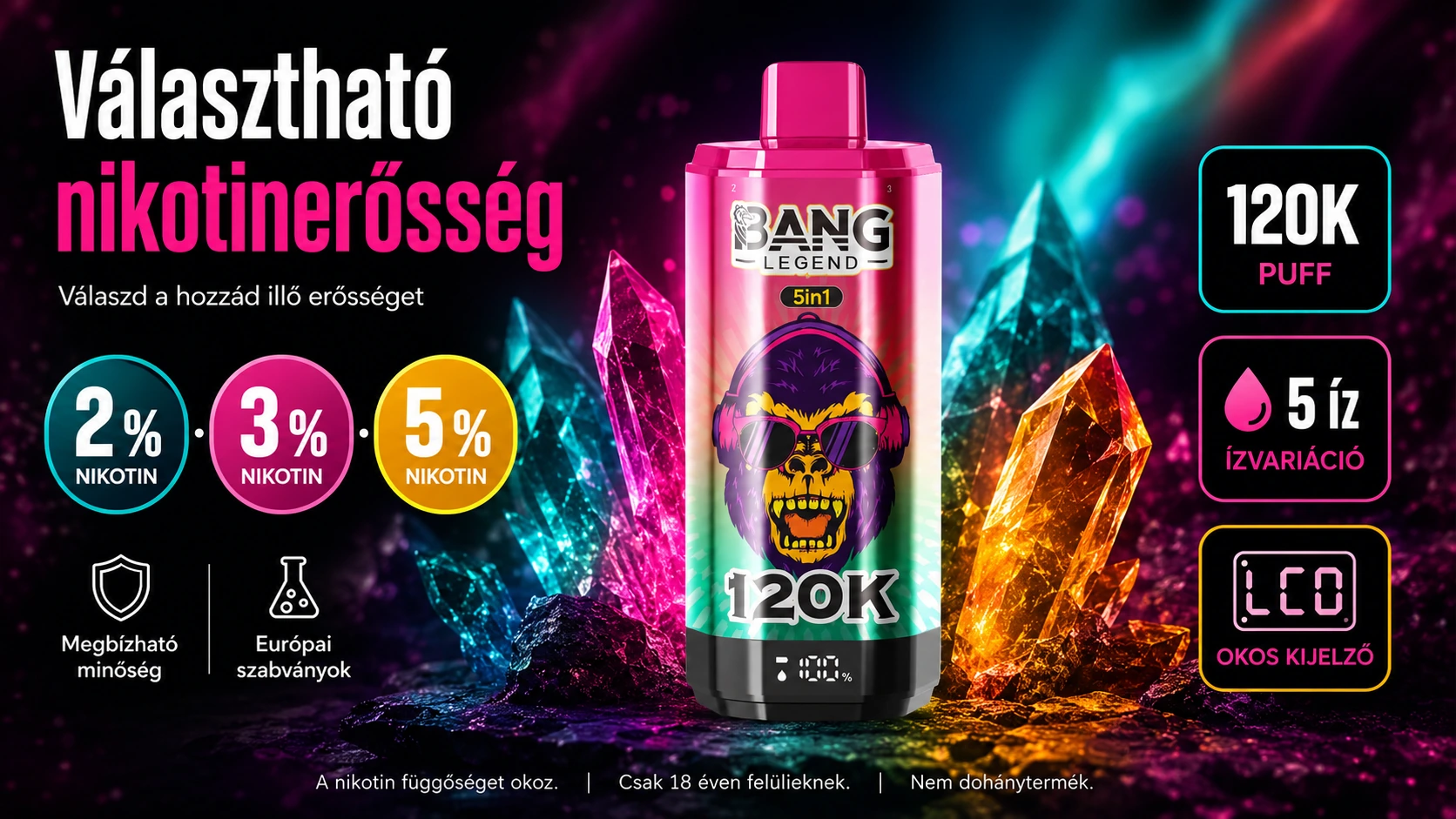 Bang Legend 120K – választható nikotinerősségek bemutatása