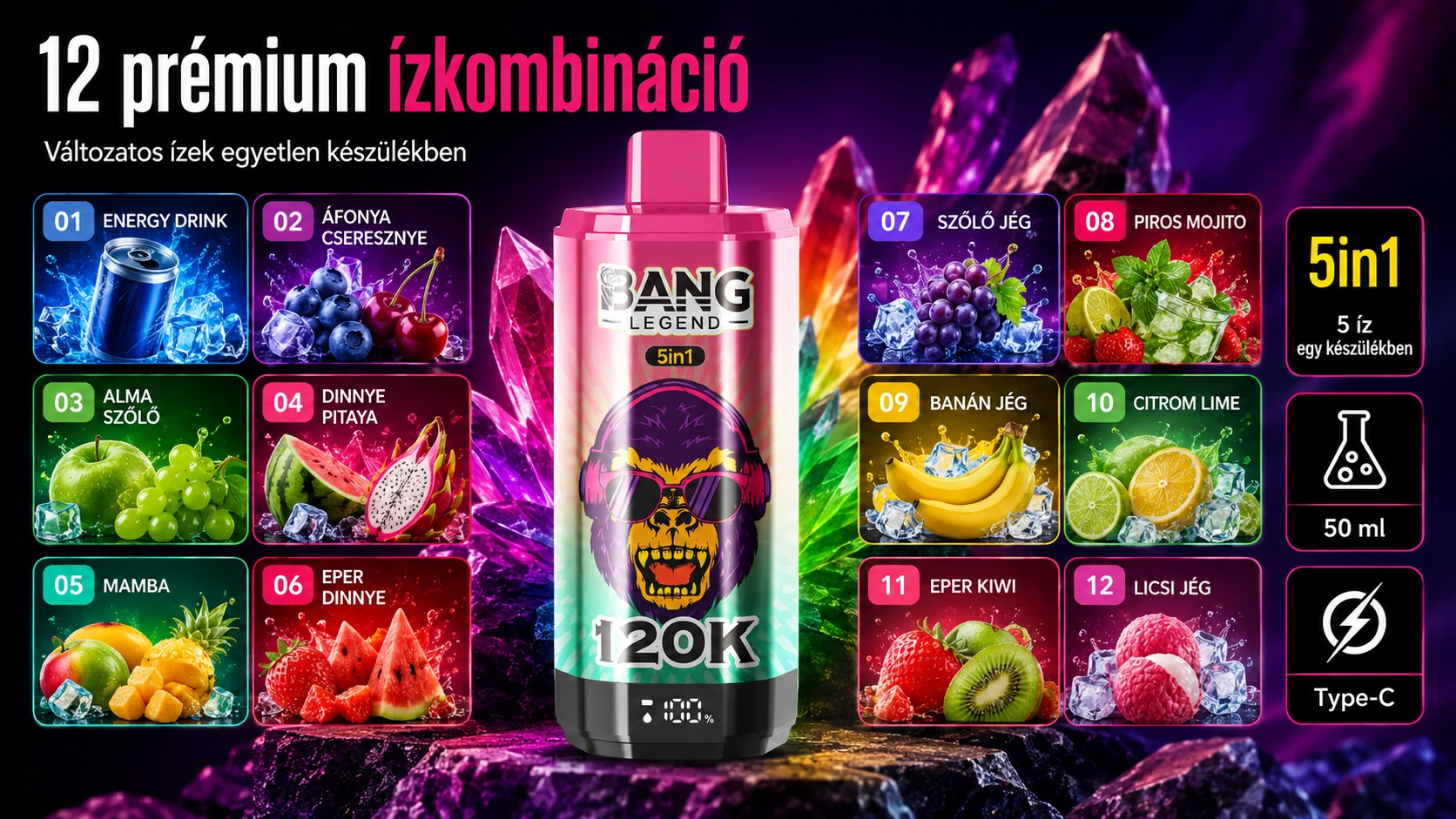 Bang Legend 120K – 12 ízkombináció bemutatása