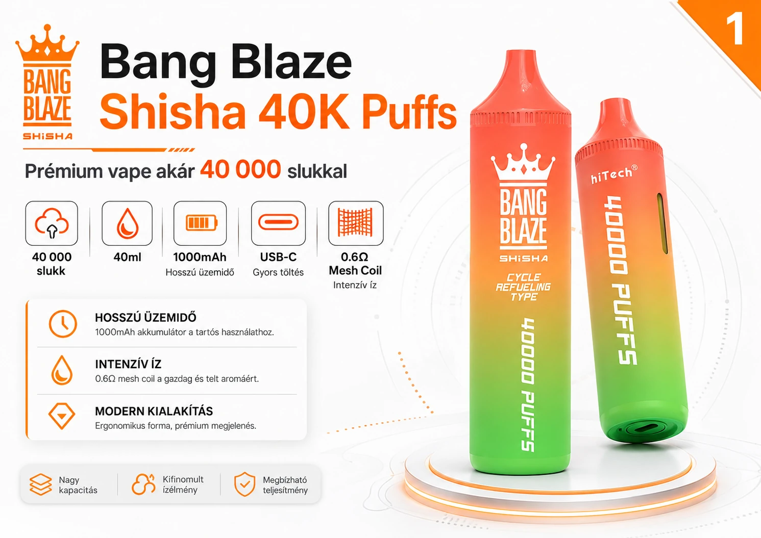 Bang Blaze Shisha 40K Puffs – termékáttekintő grafika