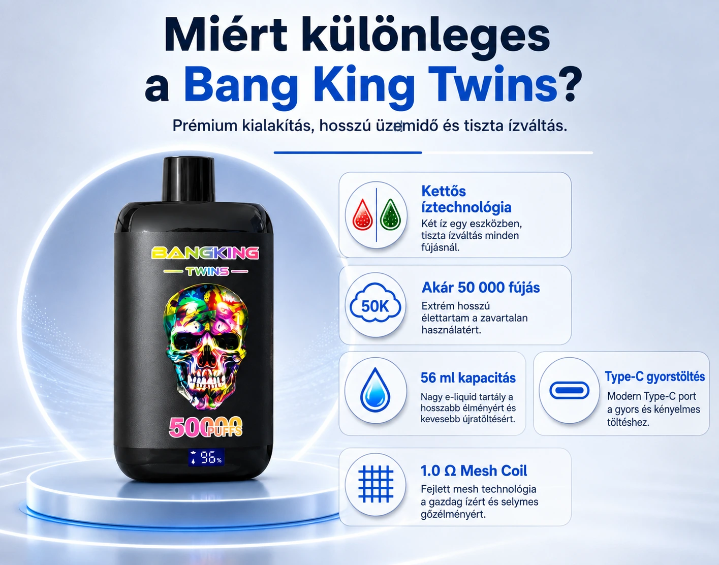 Bang King Twins 50K – termékelőnyök összefoglalása