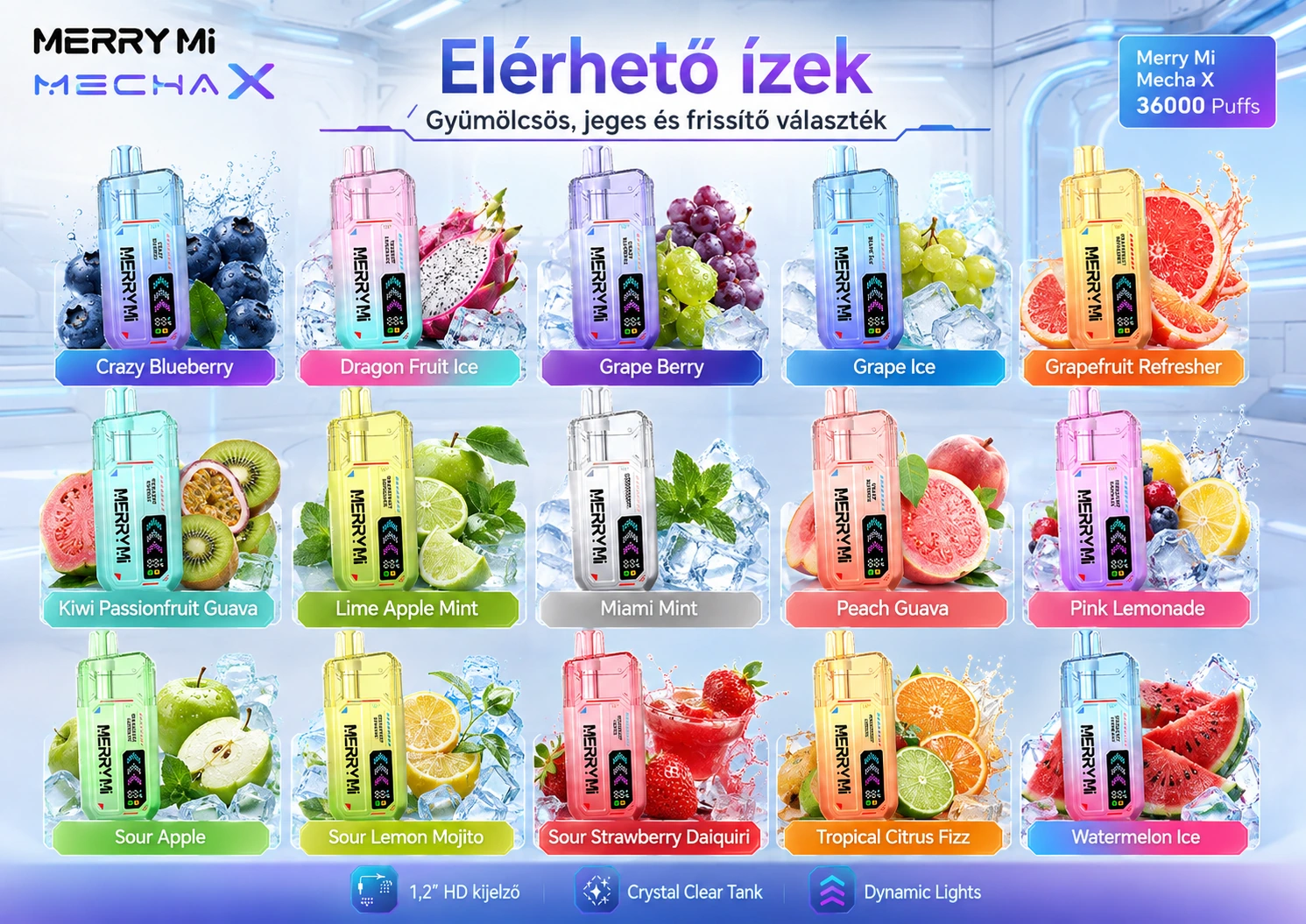 Merry Mi Mecha X 36000 Puffs – ízválaszték és ízrendszer