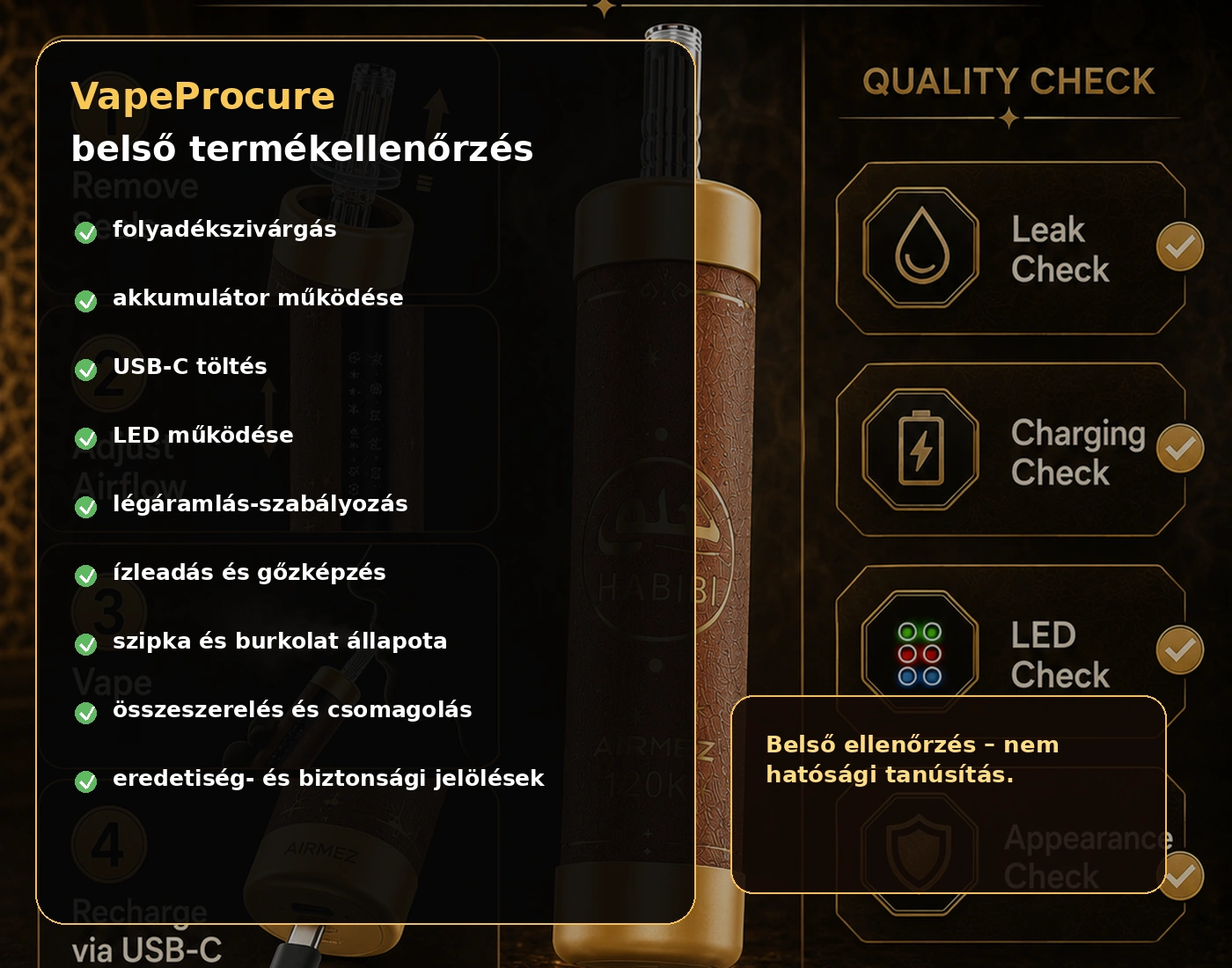 Airmez HABIBI 120K LED Shisha – VapeProcure termékellenőrzés