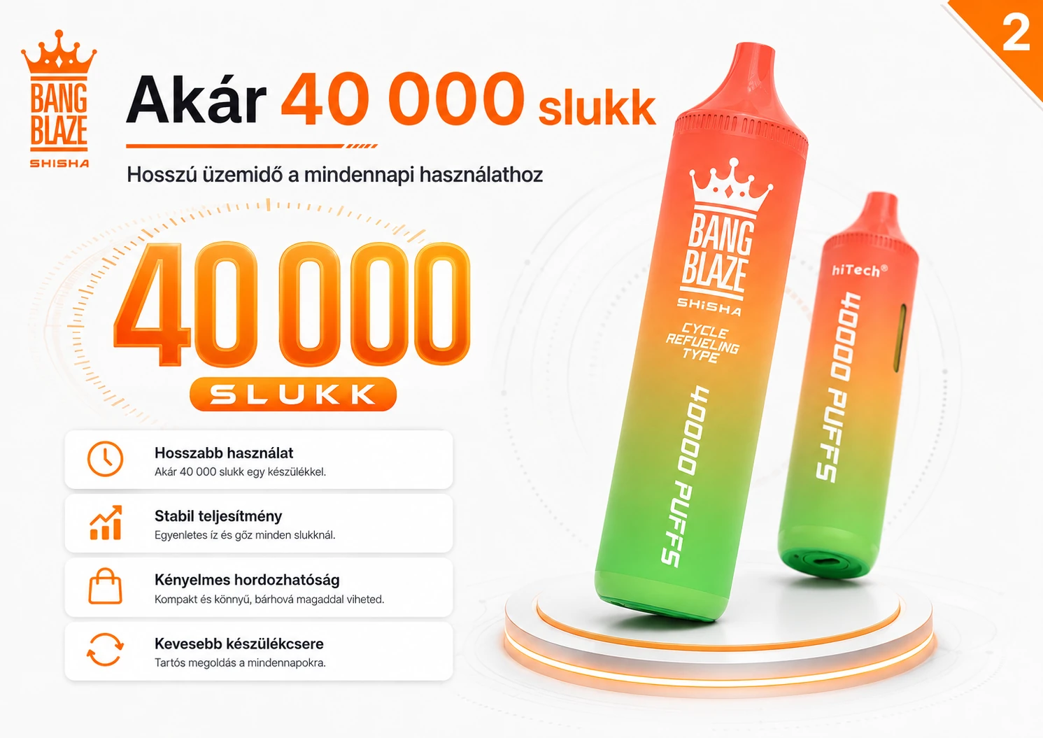 Bang Blaze Shisha 40K Puffs 40000 slukk hosszú üzemidő bemutatása