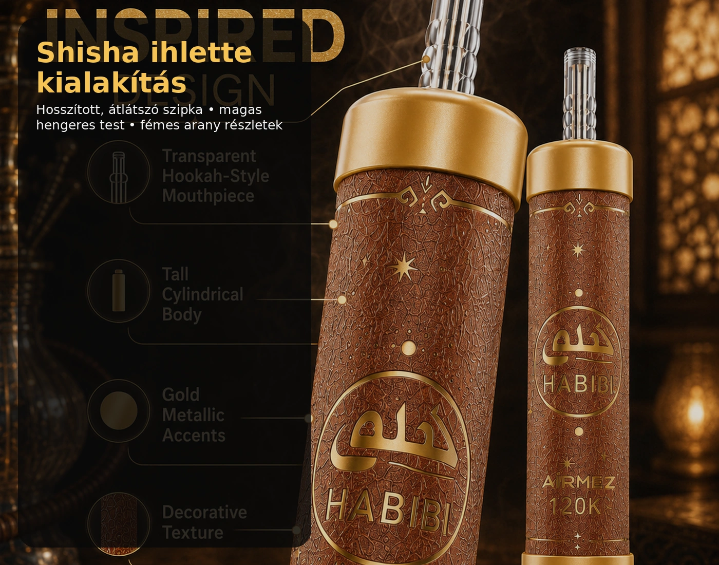 Airmez HABIBI 120K LED Shisha – kialakítás bemutatása