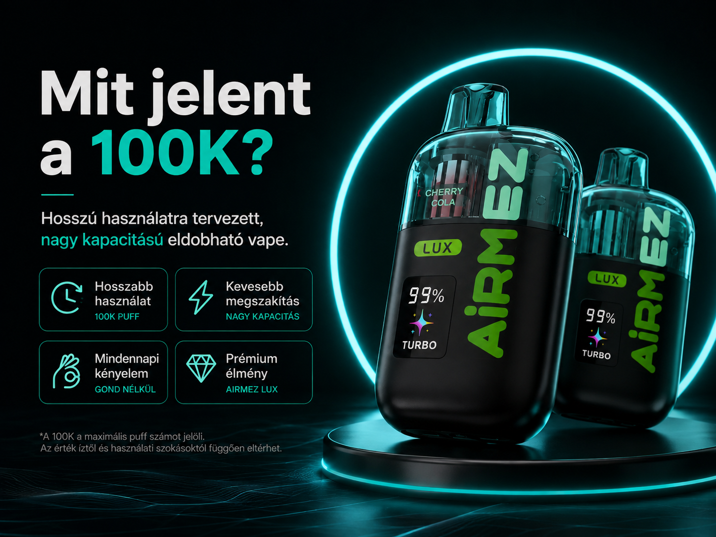Airmez LUX 100K Puffs – 100K slukk kapacitásának magyarázata