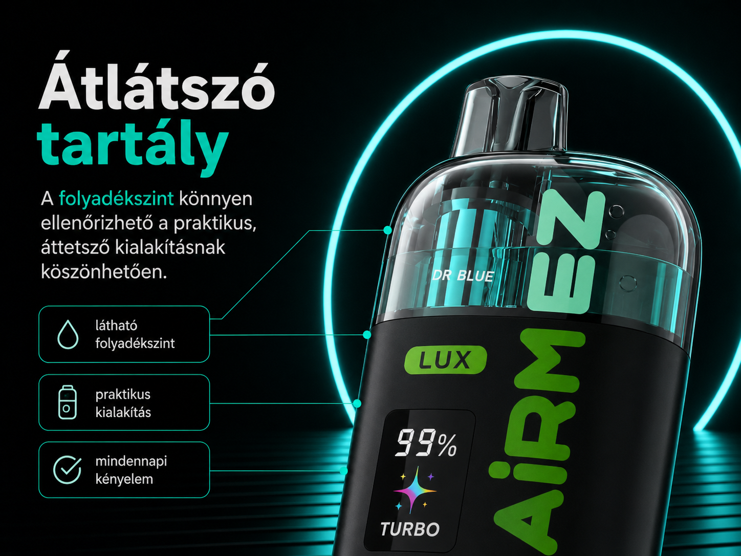 Airmez LUX 100K Puffs – átlátszó tartály