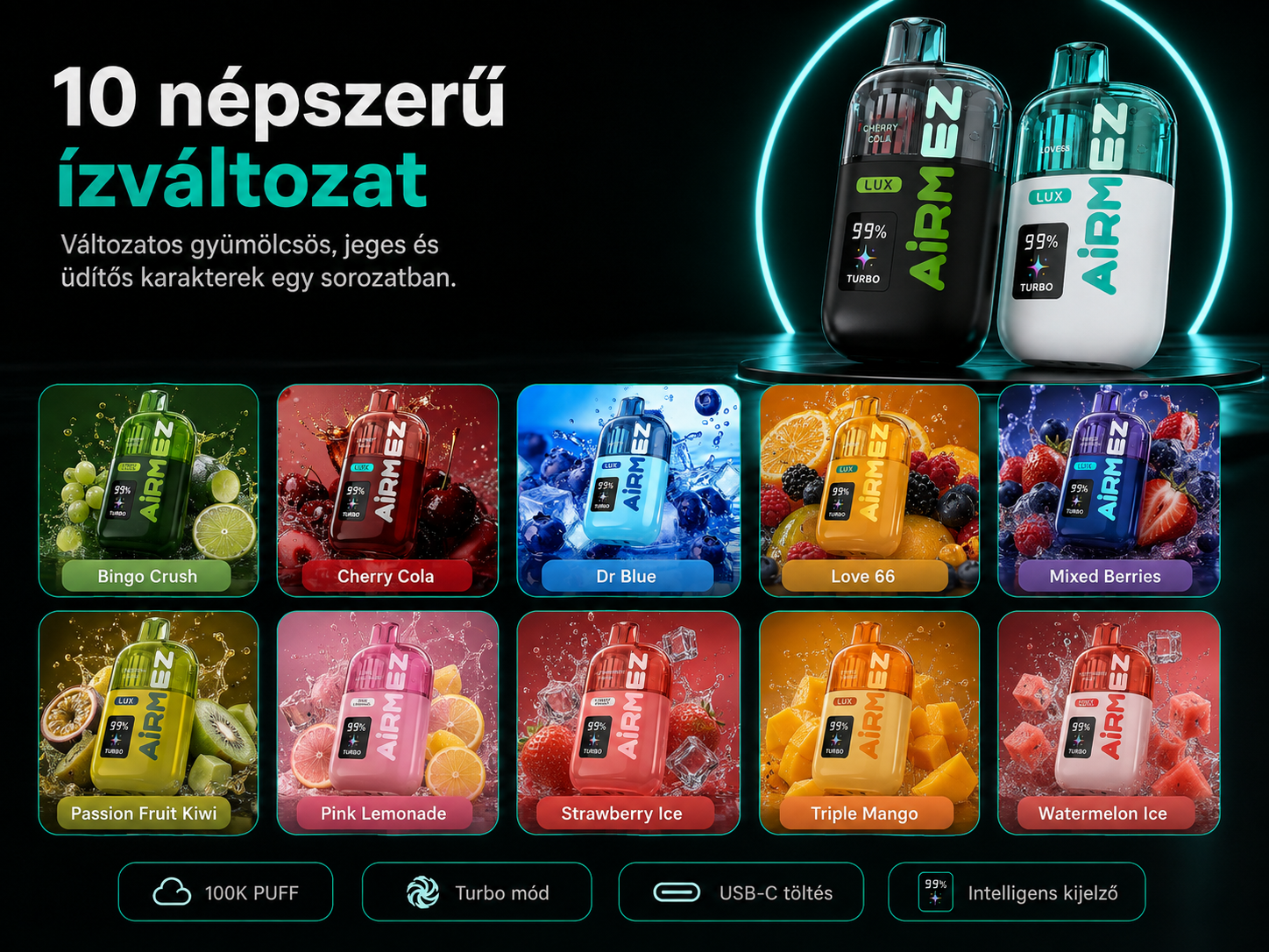 Airmez LUX 100K Puffs – 10 választható íz