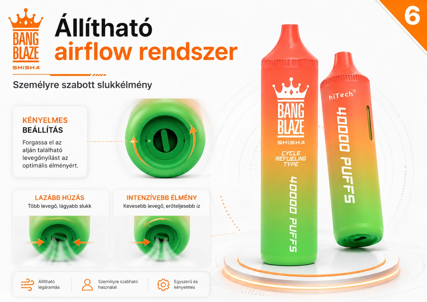 Bang Blaze Shisha 40K Puffs állítható airflow rendszer