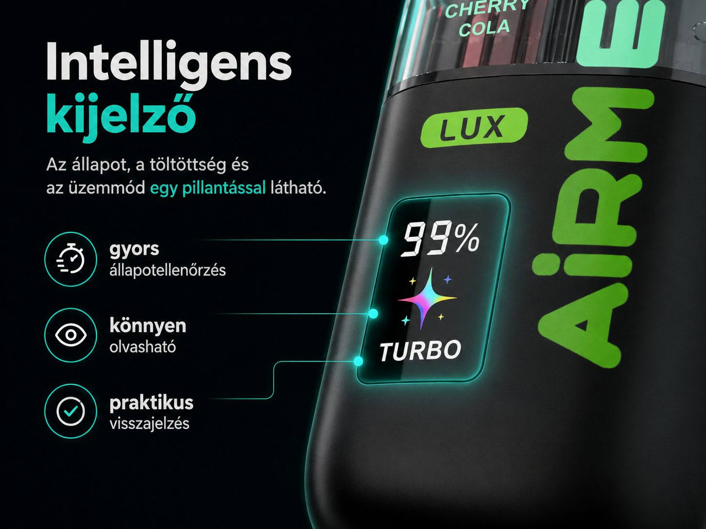 Airmez LUX 100K Puffs – intelligens kijelző