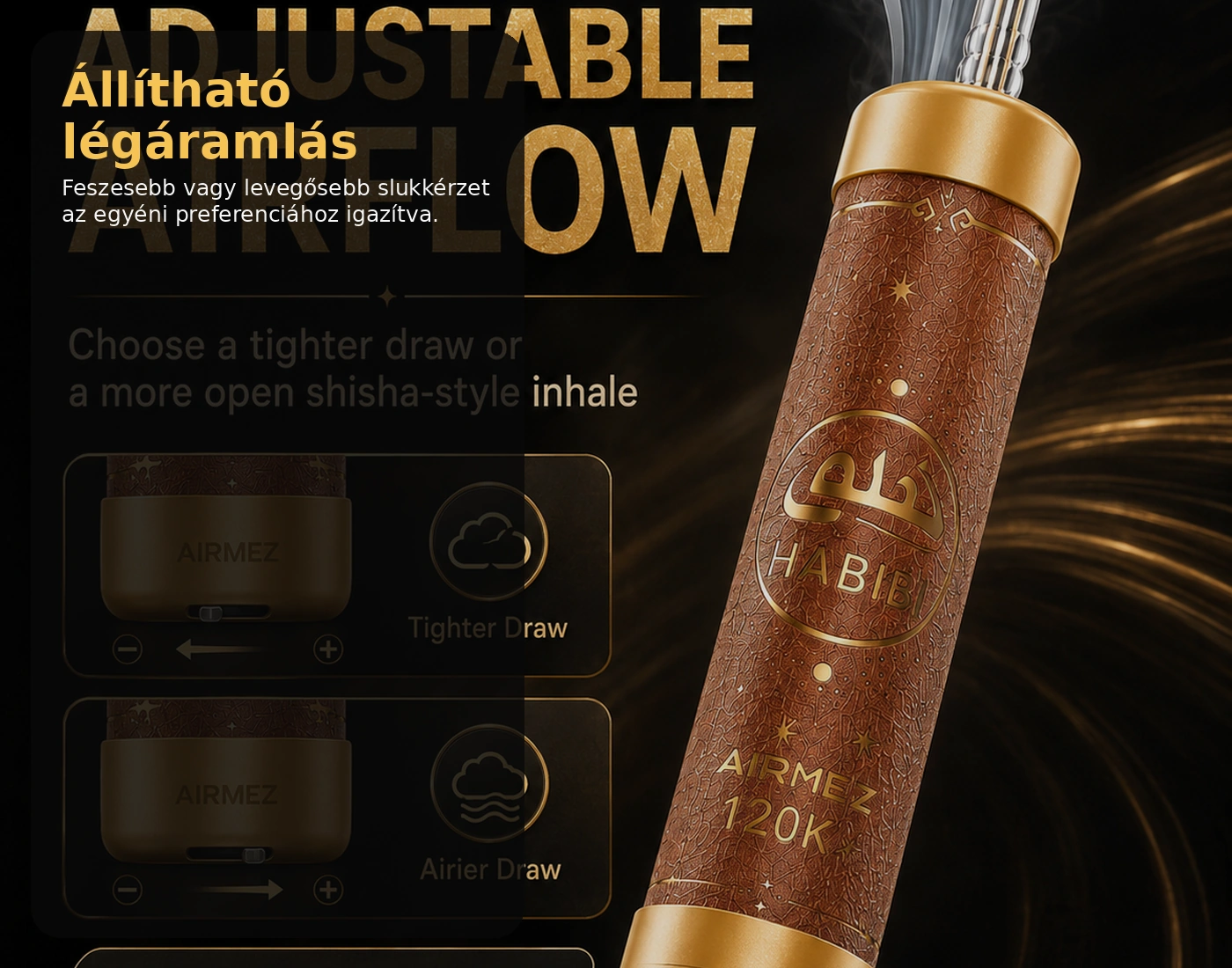 Airmez HABIBI 120K LED Shisha – állítható légáramlás