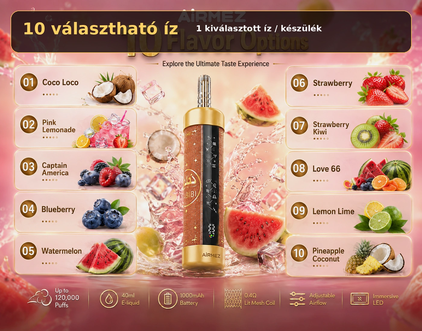 Airmez HABIBI 120K LED Shisha – ízválaszték bemutatása