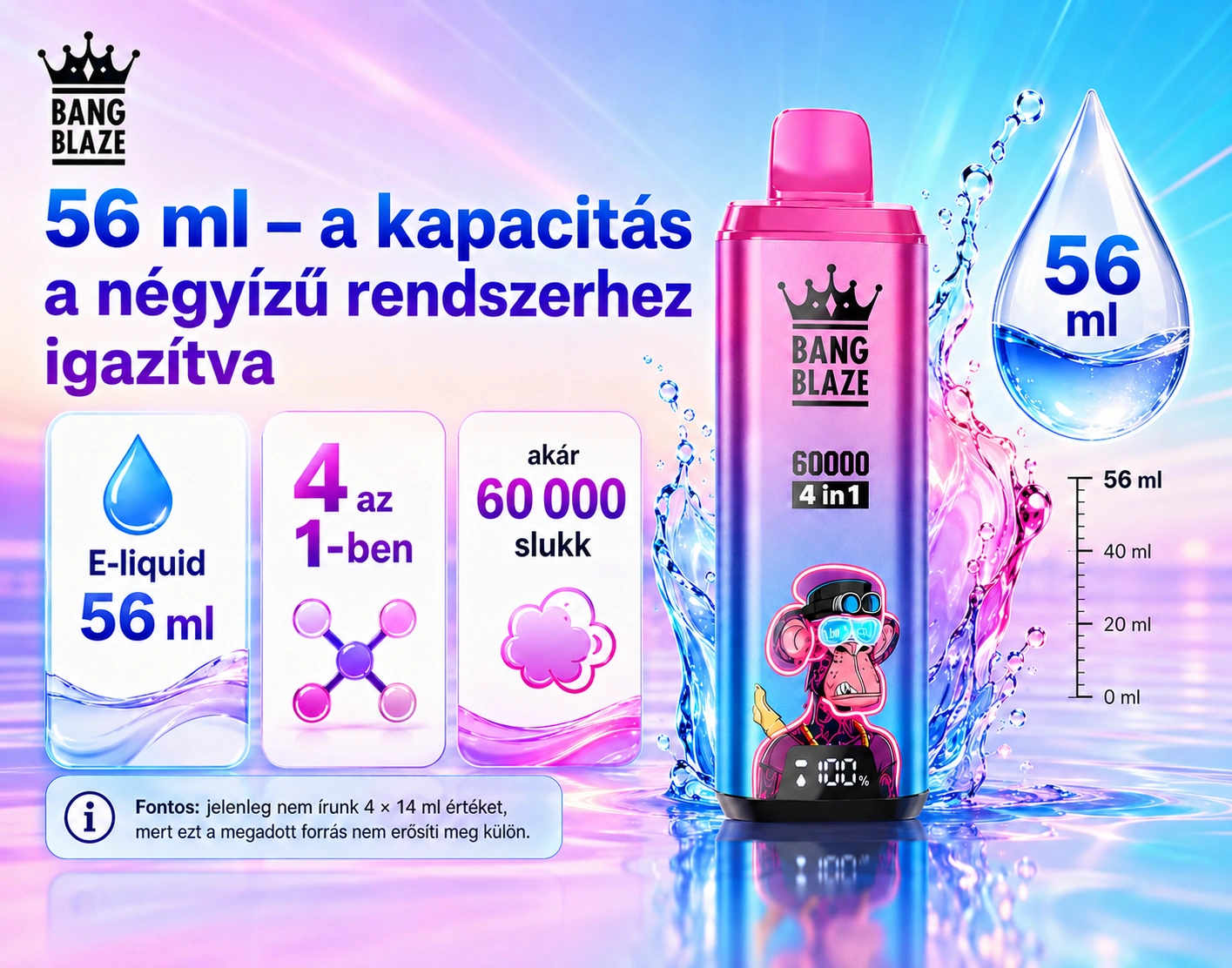 Bang Blaze 60K 4 az 1-ben – 56 ml e-liquid kapacitás