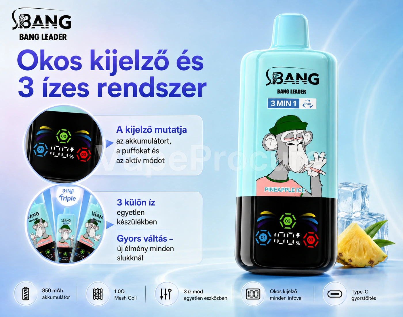 Bang Leader 85K 3in1 – intelligens kijelző és három íz