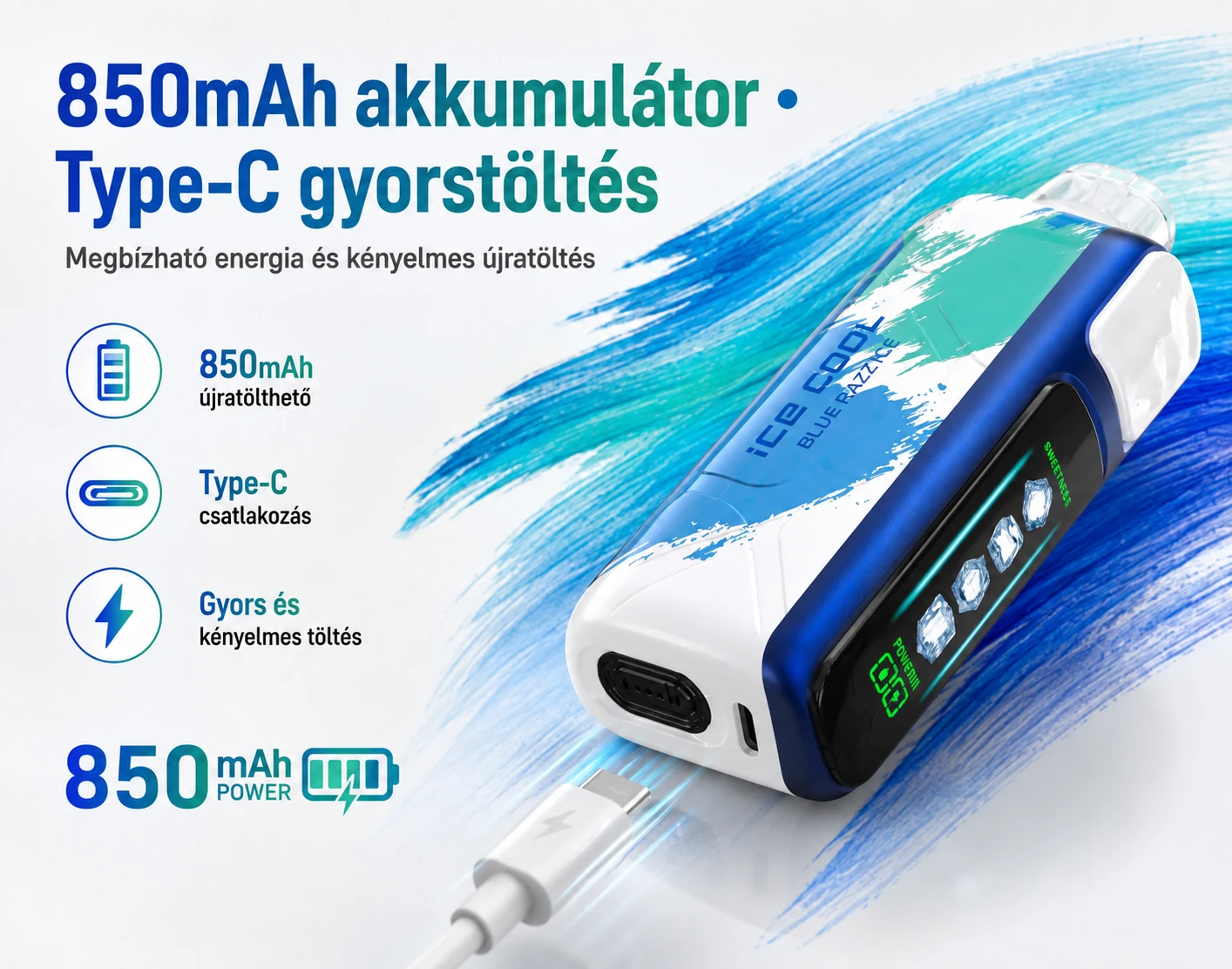 BangKing Ice Cool 60000 Puffs 850mAh akkumulátor Type-C töltés 25ml e-liquid