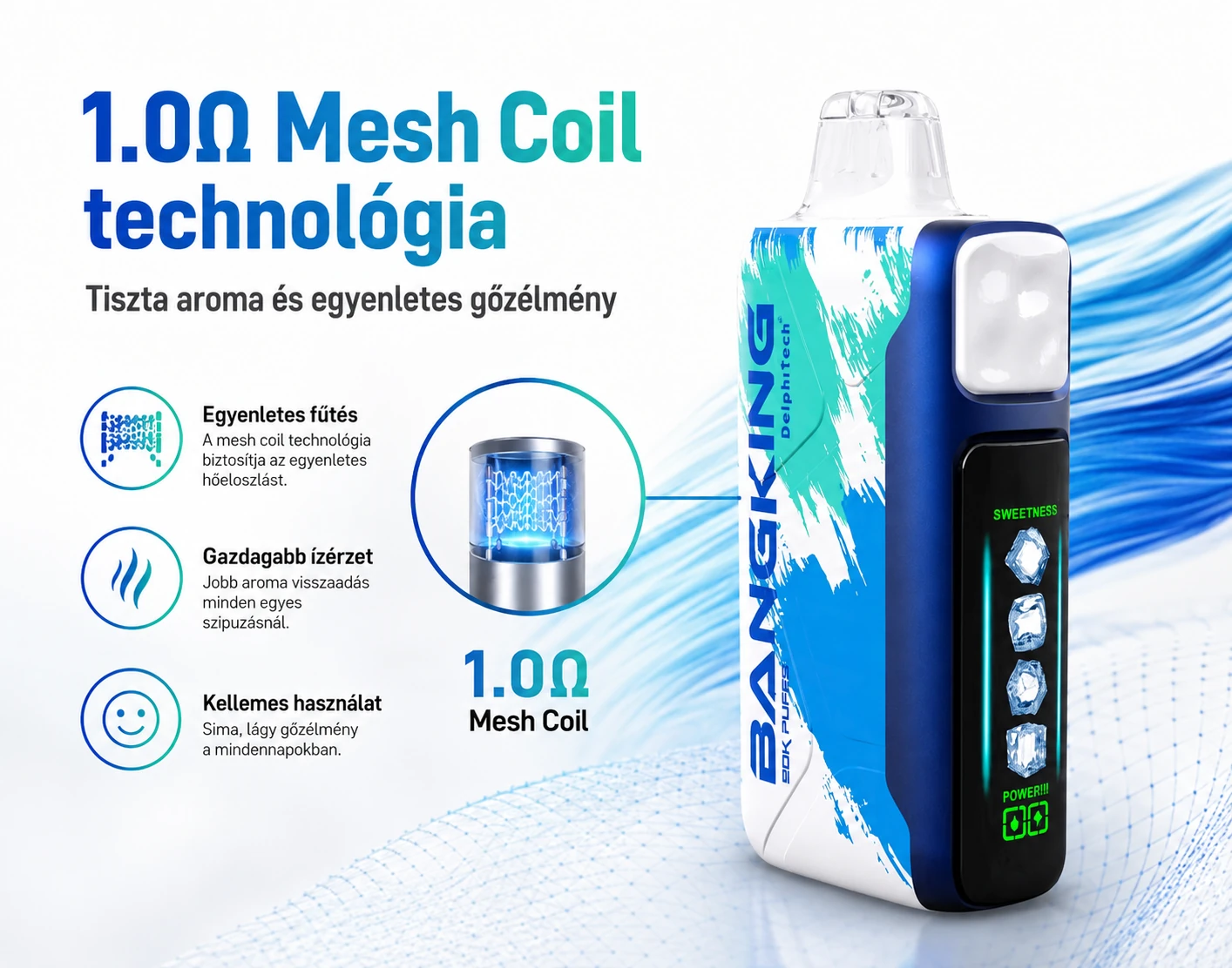 BangKing Ice Cool 60000 Puffs 1.0Ω mesh coil technológia
