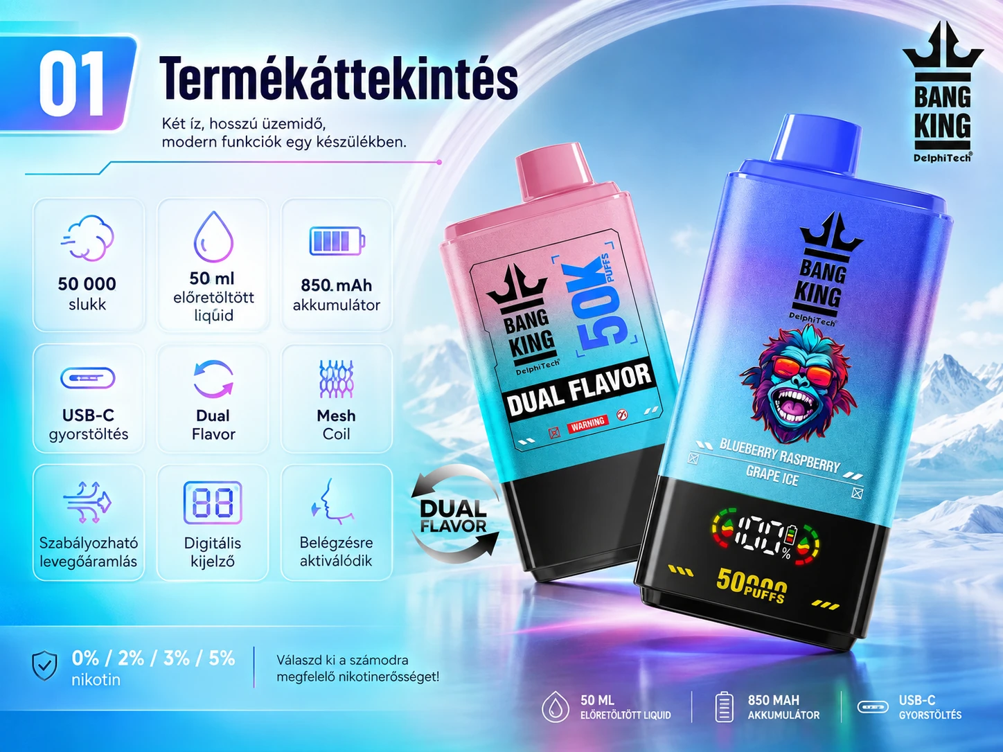 Bang King Dual Flavor 50000 Puffs – termékáttekintés