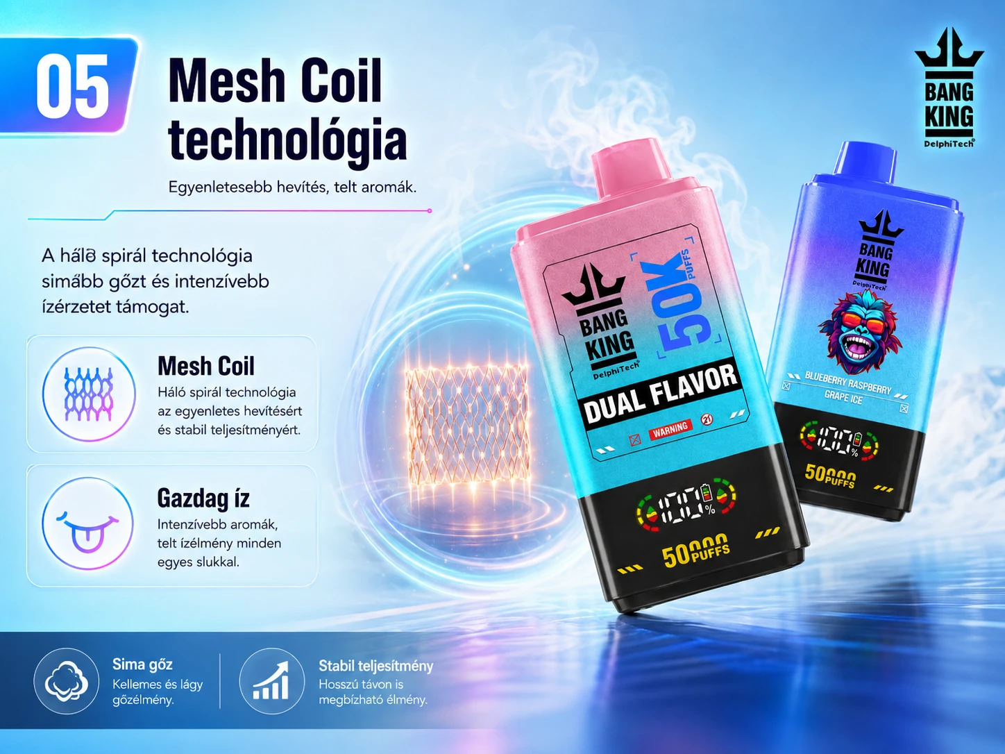 Bang King Dual Flavor 50000 Puffs – Mesh Coil technológia