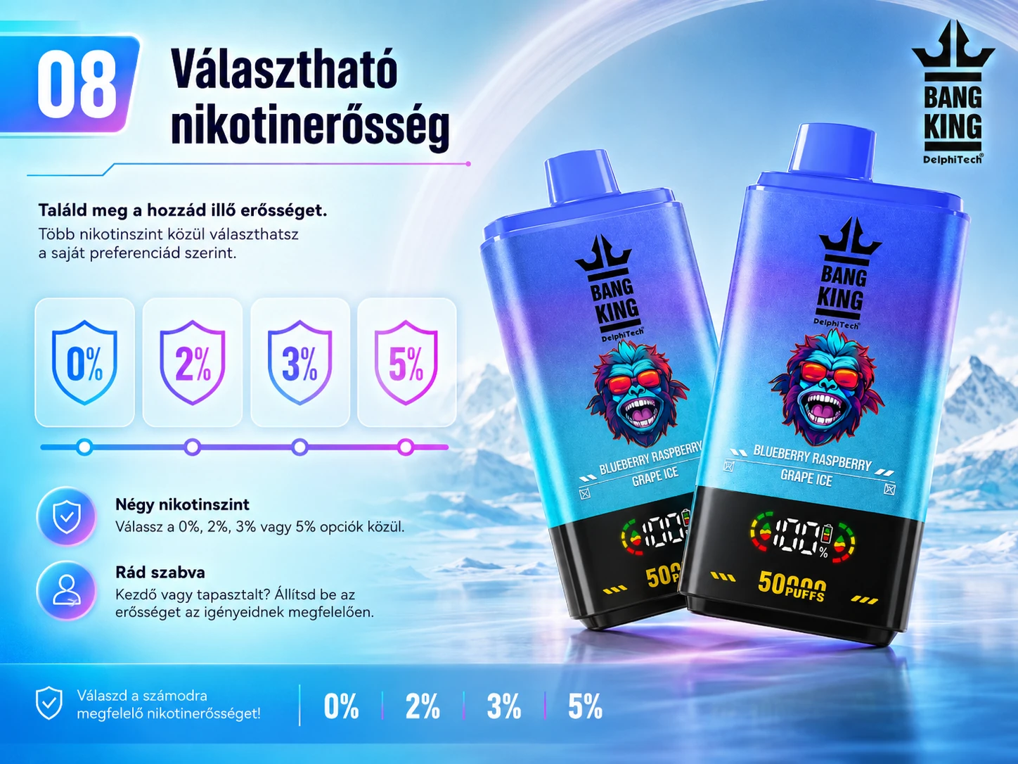Bang King Dual Flavor 50000 Puffs – választható nikotinerősség