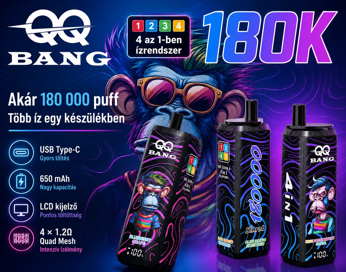 QQ BANG 180K 4in1 – fő termékjellemzők összefoglalása