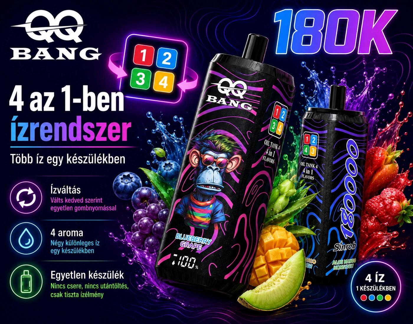 QQ BANG 180K 4in1 – ízválaszték bemutatása
