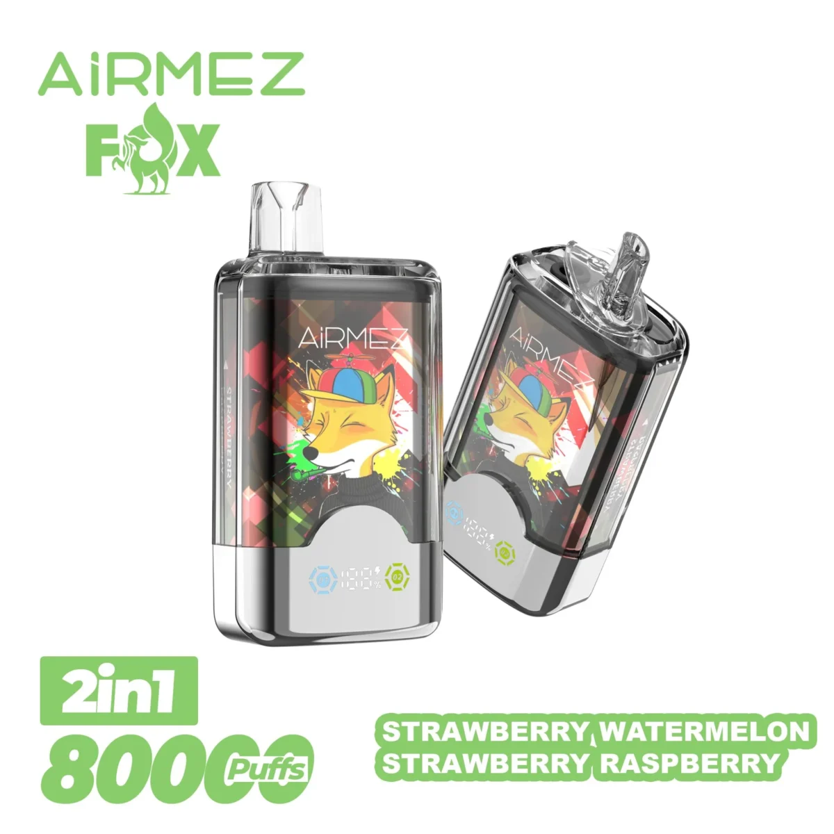 Airmez FOX 80K 2in1 – Strawberry Watermelon, Strawberry Raspberry ízváltozat