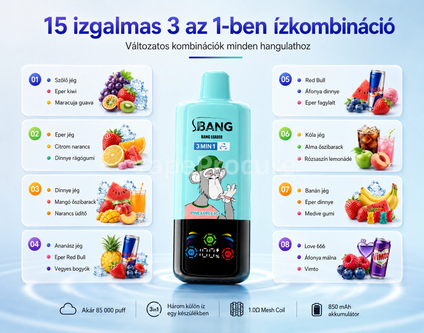 Bang Leader 85K 3in1 – ízkombinációk, 1. rész