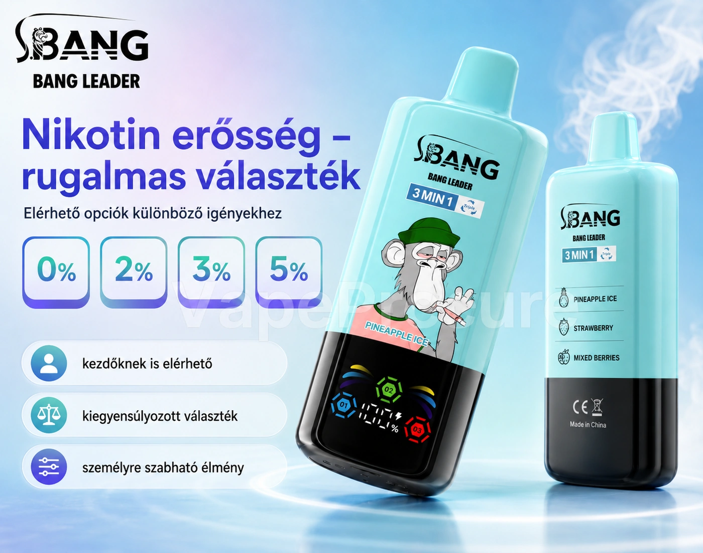 Bang Leader 85K 3in1 – választható nikotinerősségek bemutatása