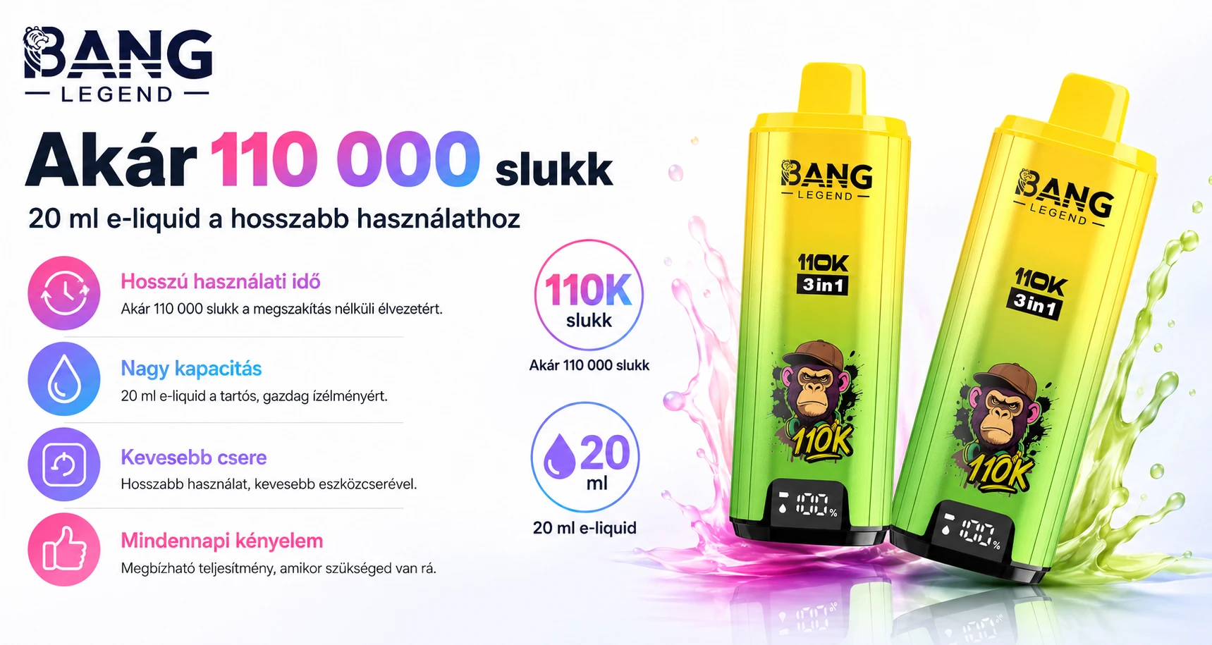 Bang Legend 110K Puffs – 110 000 slukk és 20 ml e-liquid kapacitás