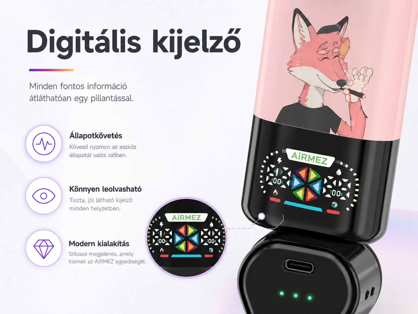 Airmez FOX 140K 6in1 – digitális kijelző