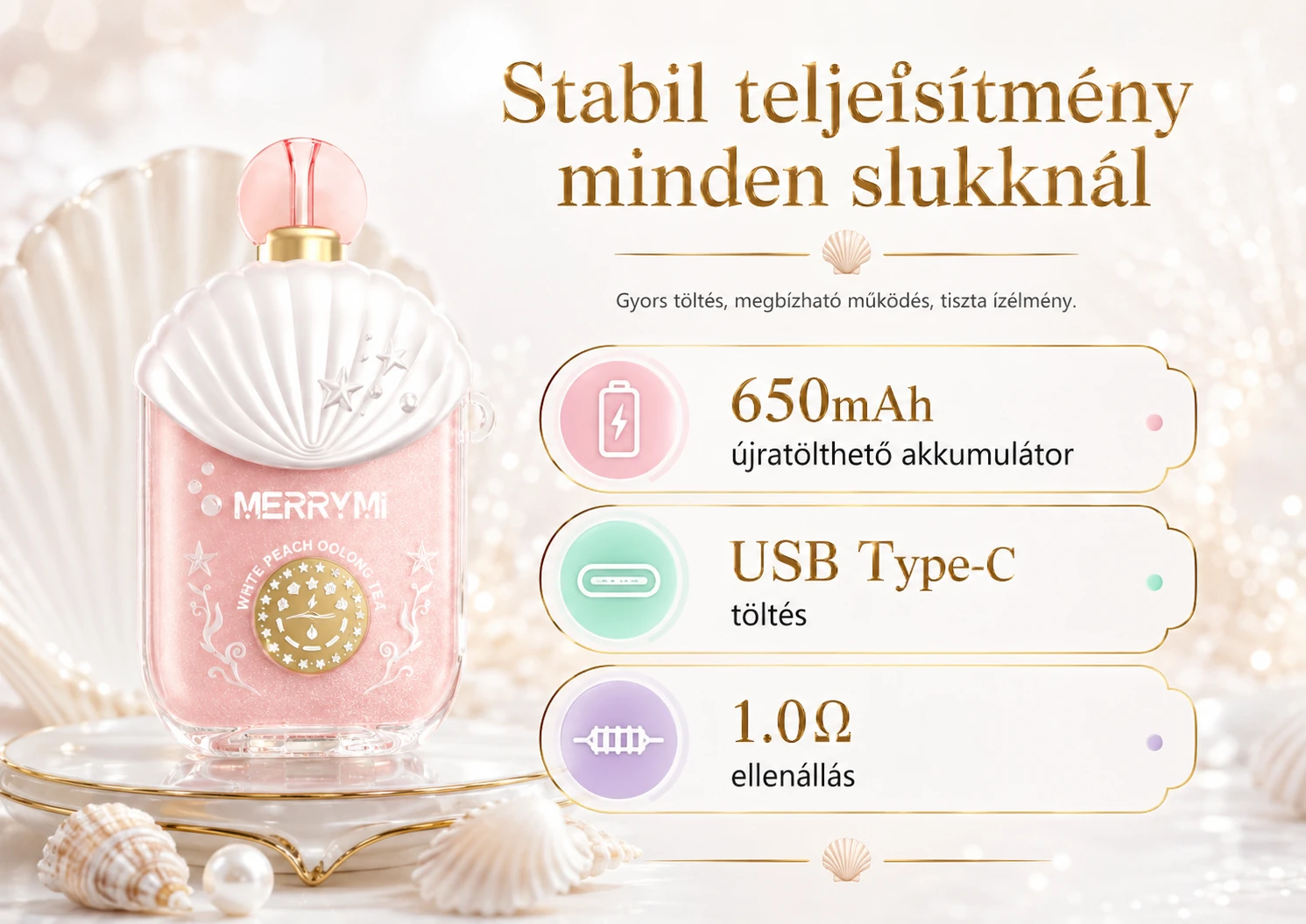 Merry Mi Kitty S 40000 Puffs – akkumulátor és USB-C töltés