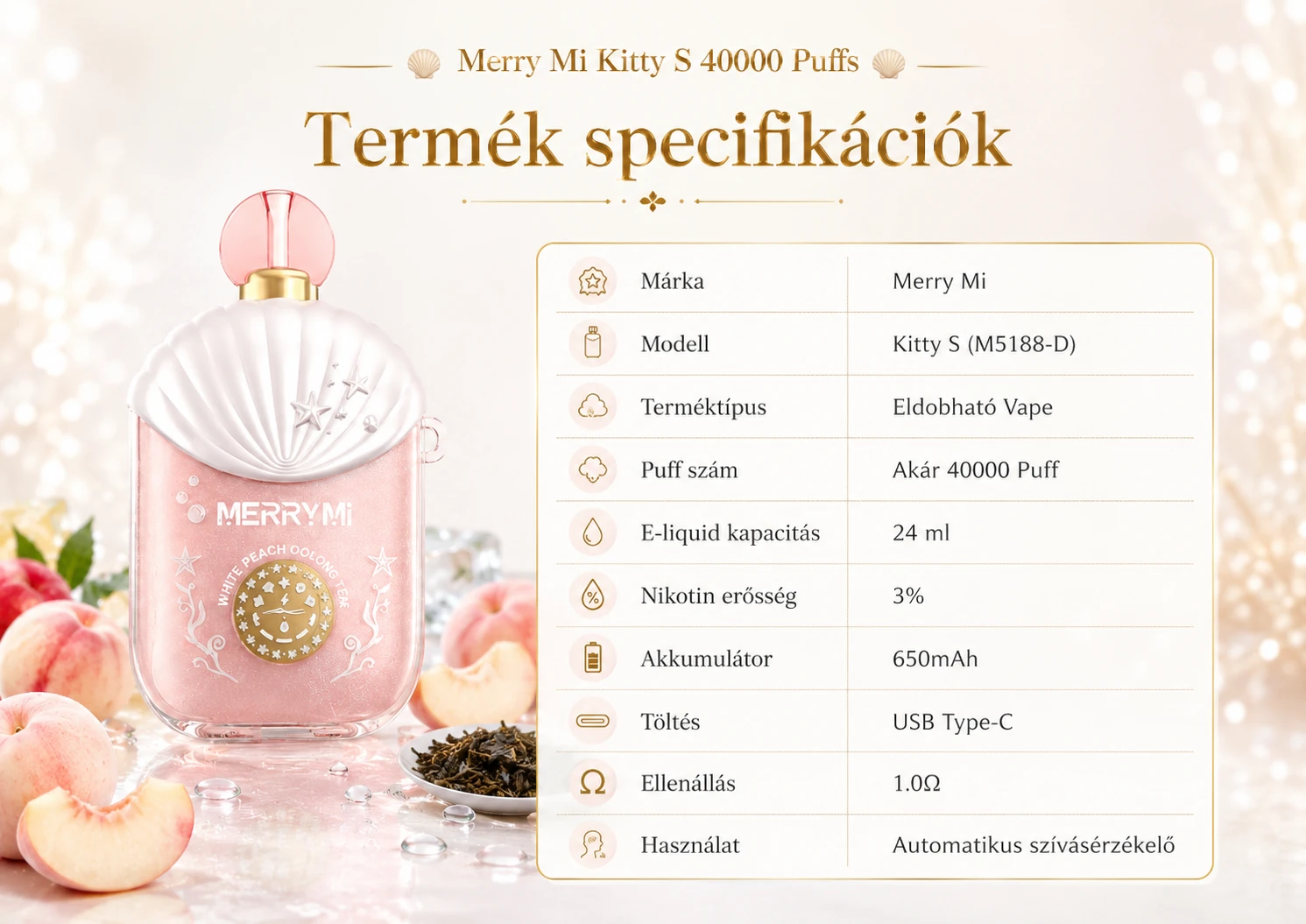 Merry Mi Kitty S 40000 Puffs – műszaki adatok