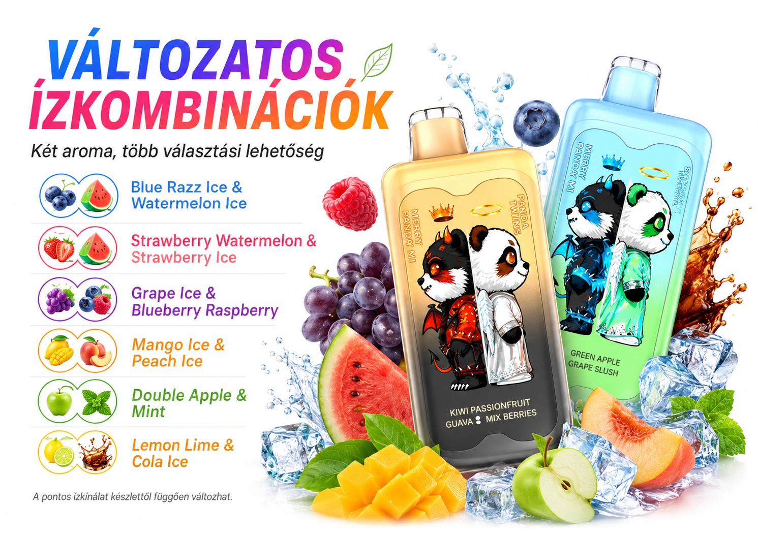 Merry Mi Panda Twins 40000 Puffs 2 az 1-ben – ízválaszték és ízrendszer