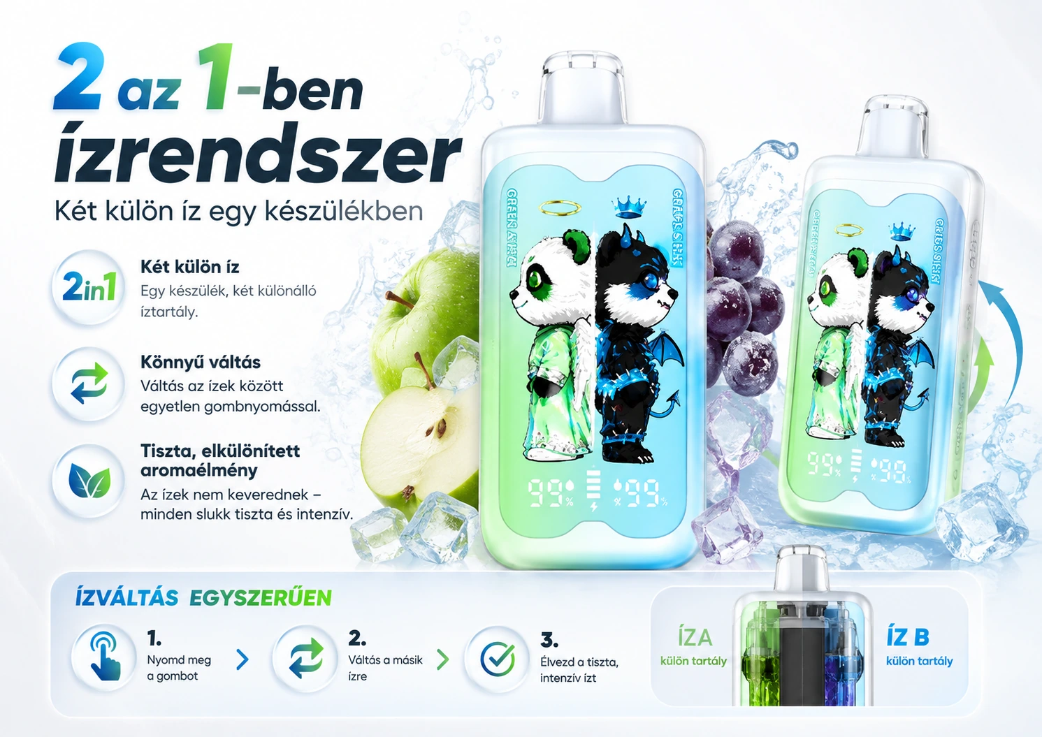 Merry Mi Panda Twins 40000 Puffs 2 az 1-ben – két íztartályos rendszer