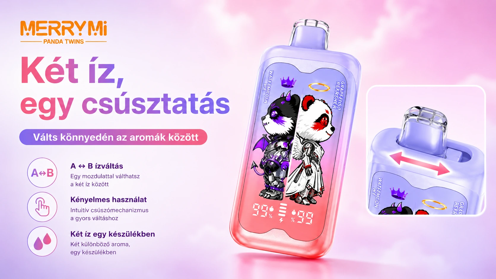 Merry Mi Panda Twins 40000 Puffs 2 az 1-ben – ízek közötti váltás