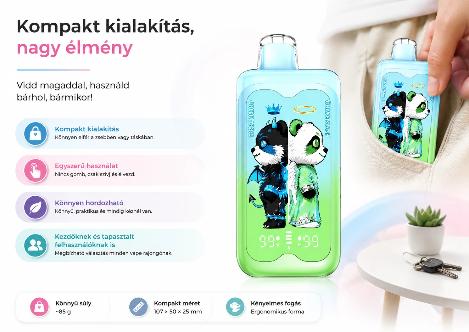 Merry Mi Panda Twins 40000 Puffs 2 az 1-ben – kompakt kialakítás