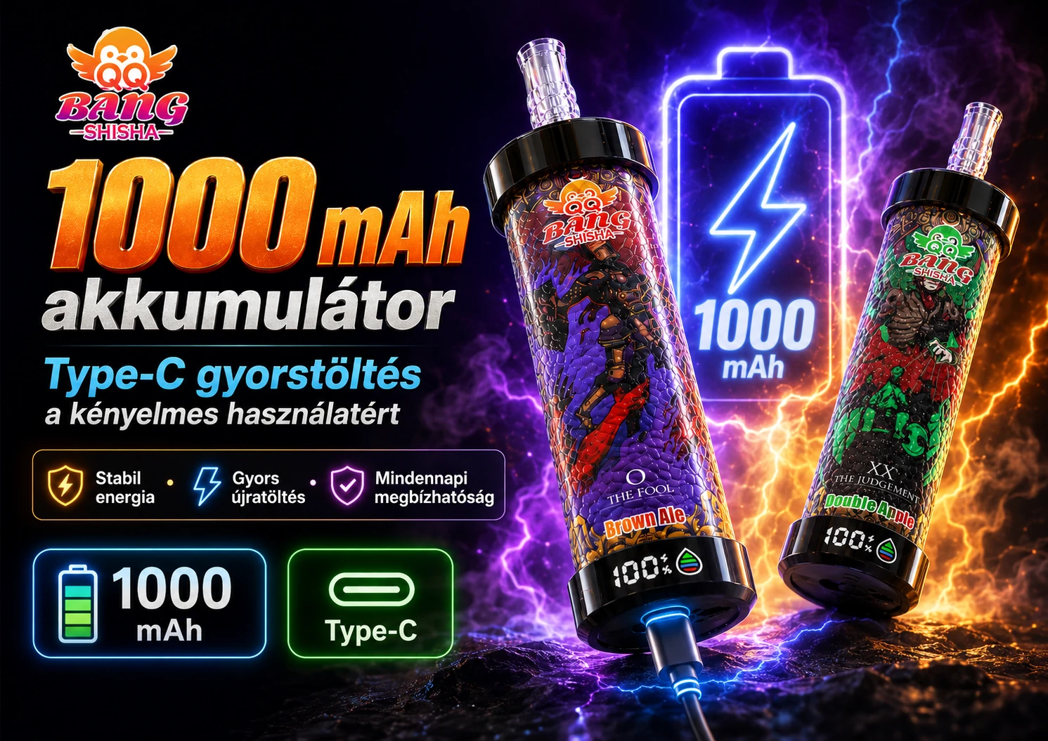 QQ Bang Blaze 80000 Puffs – 1000 mAh akkumulátor és USB-C töltés