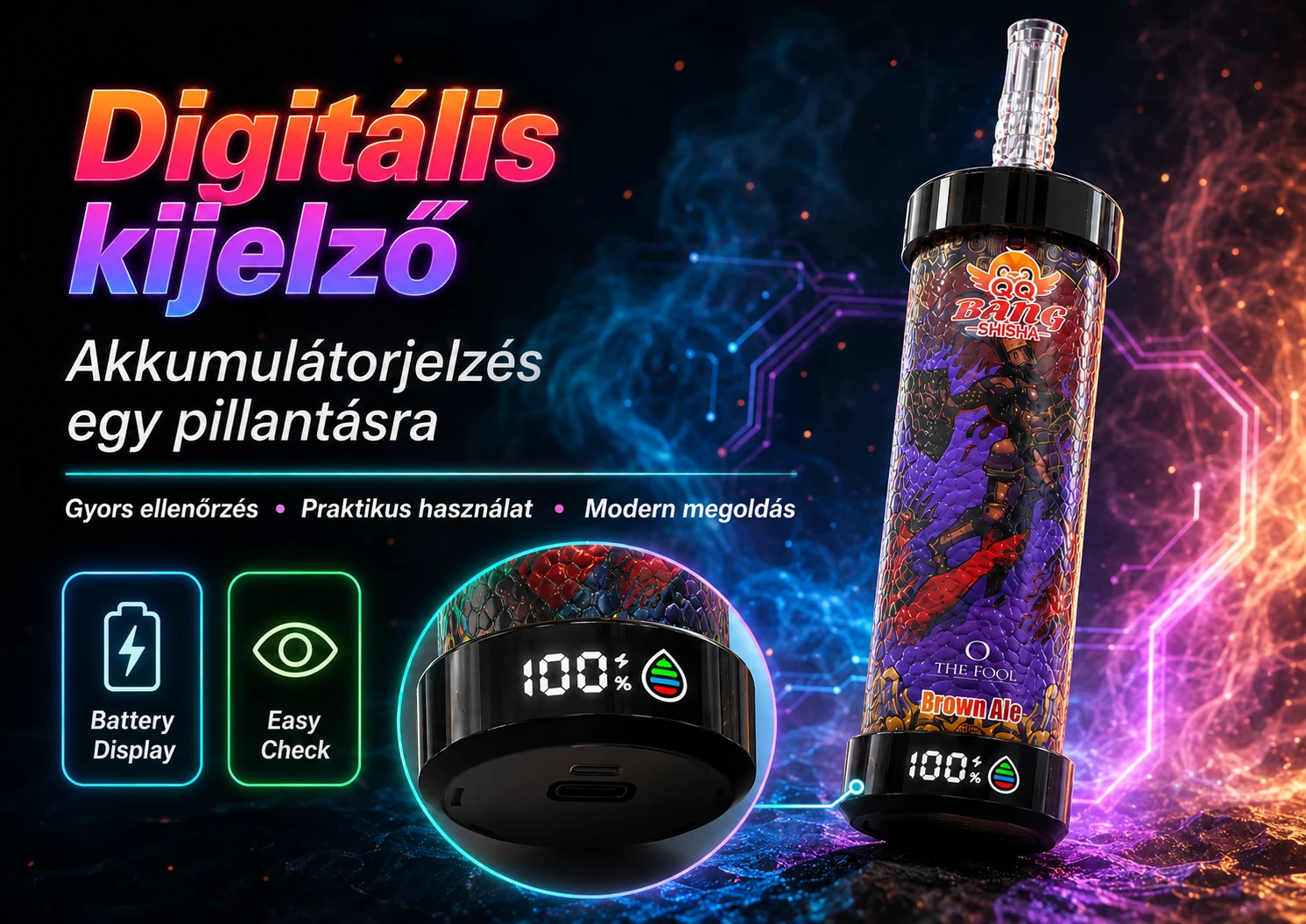 QQ Bang Blaze 80000 Puffs – digitális kijelző az akkumulátor és az e-liquid állapotához
